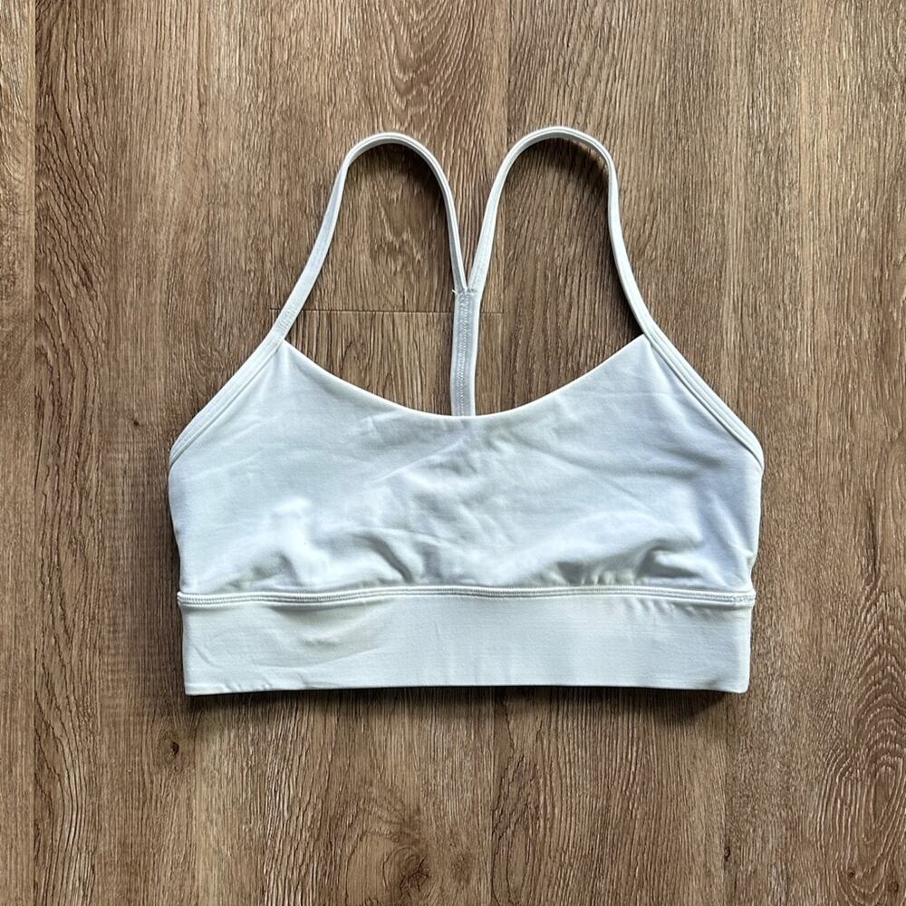 Lululemon Flow Y Nulu Long Line‎ Sports Bra White Size 10 Athletic Workout Yoga